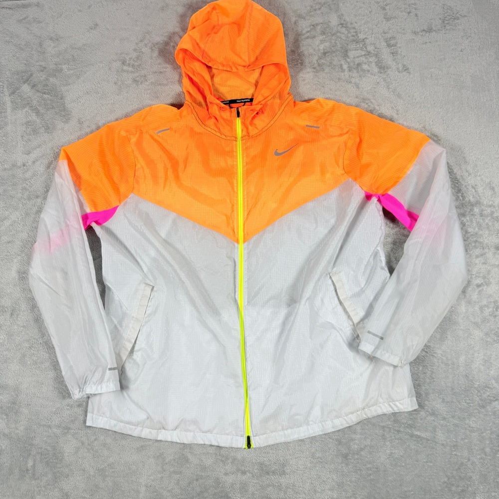 Nike Mens XL Light Windrunner Jacket Colorblock Orange White Pink